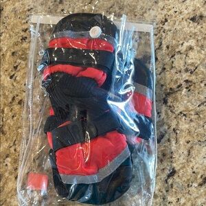New! Adjustable Red and Black Dog Booties Size Medium to Large